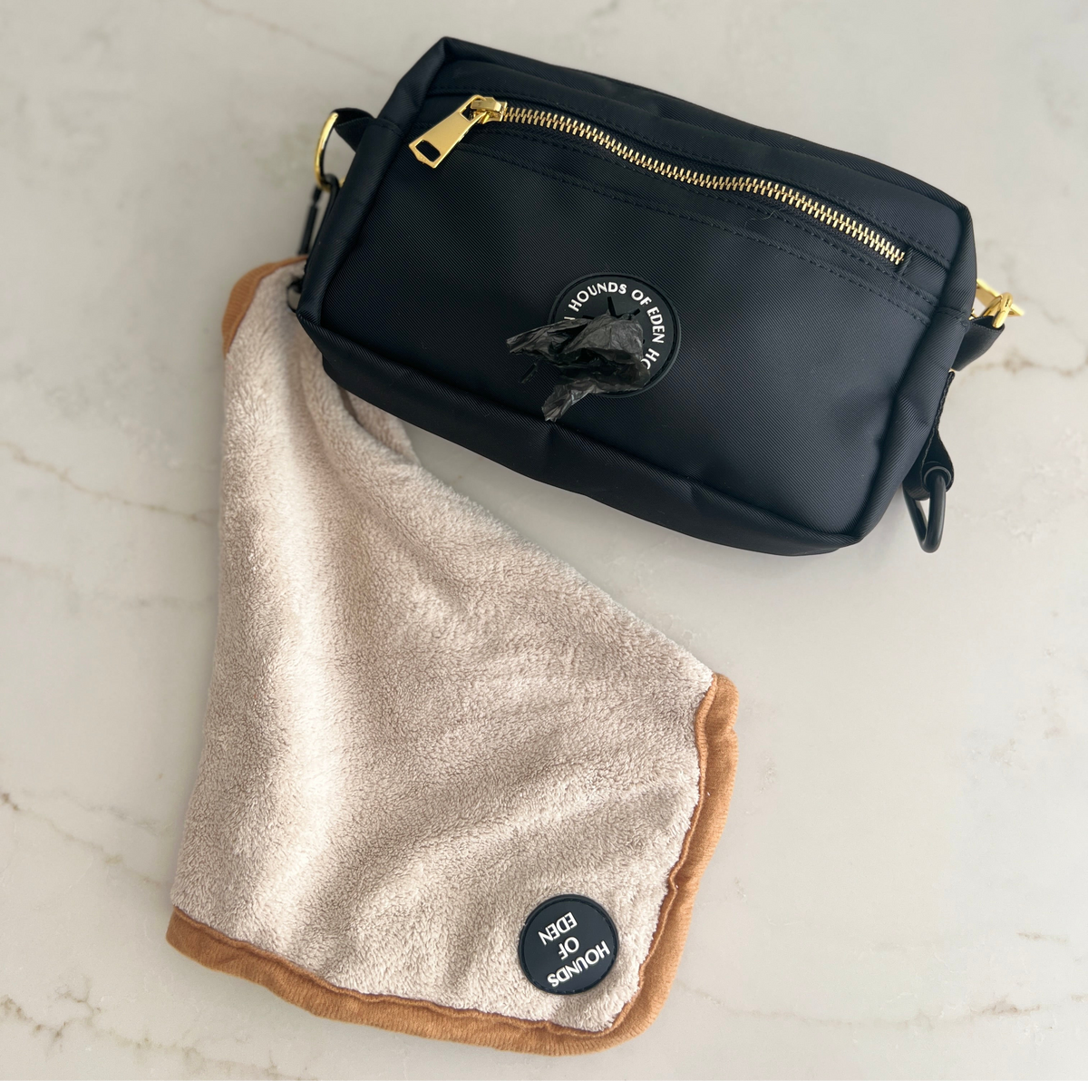 Mini Dog Towel + Clip, Dusty Pink & Green