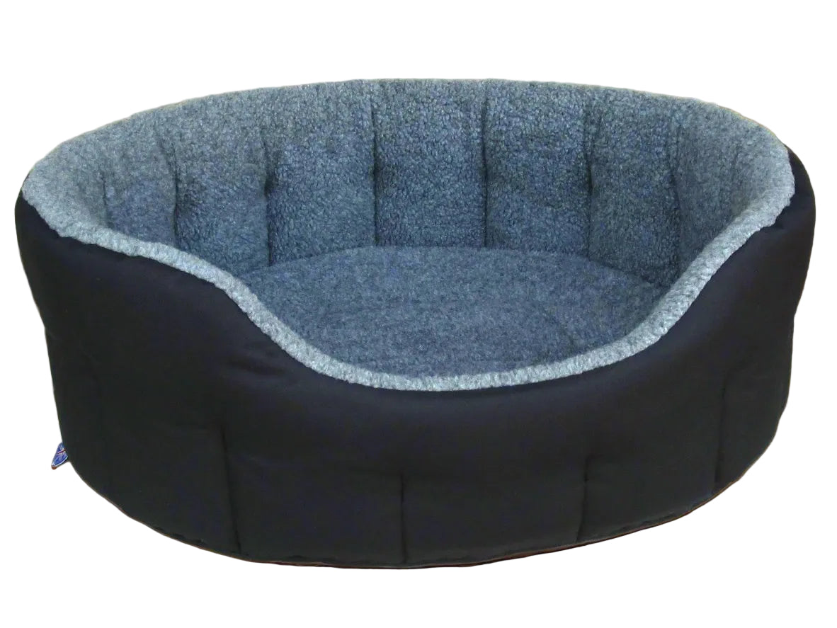 Premium Oval Bolster Style Heavy Duty Fleece Lined Machine Washable Dog Bed