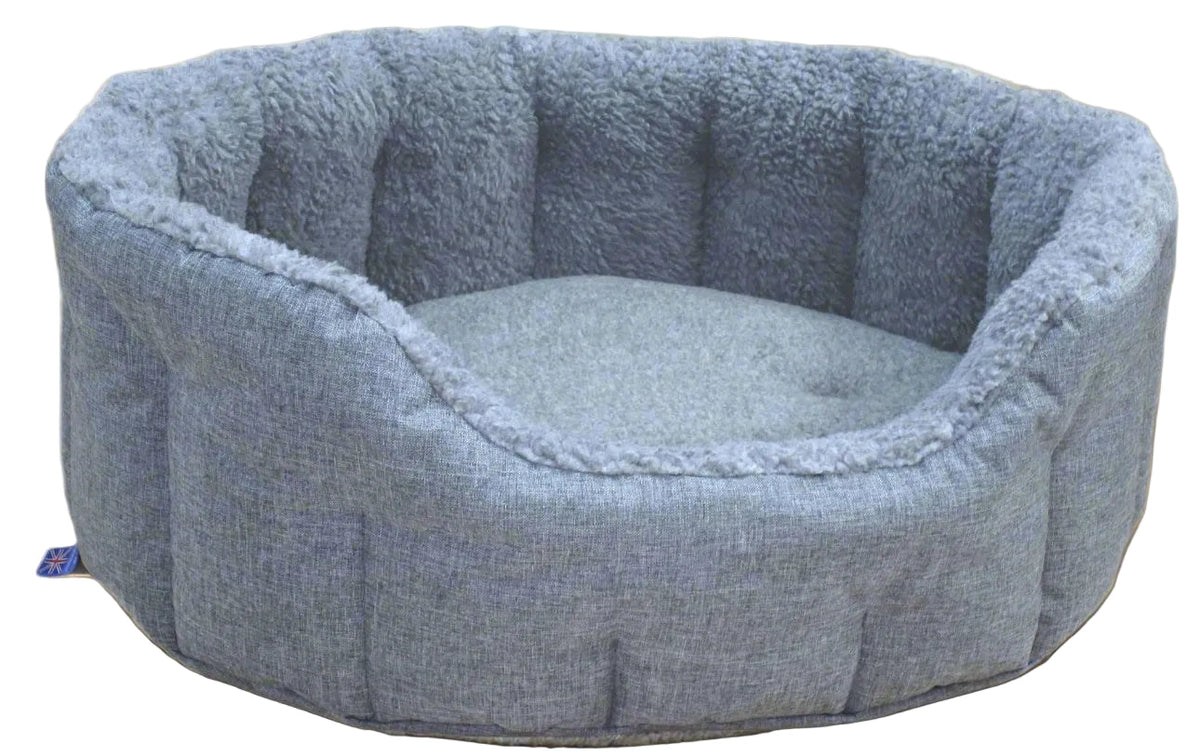 Premium Oval Bolster Style Heavy Duty Fleece Lined Machine Washable Dog Bed