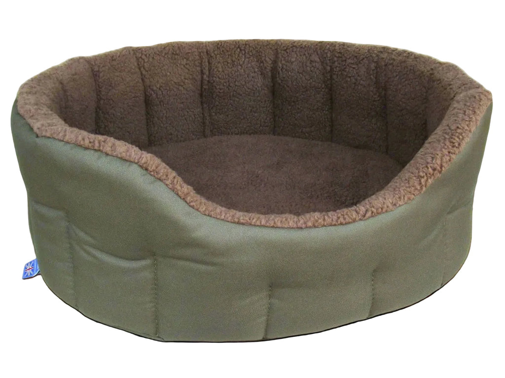 Premium Oval Bolster Style Heavy Duty Fleece Lined Machine Washable Dog Bed