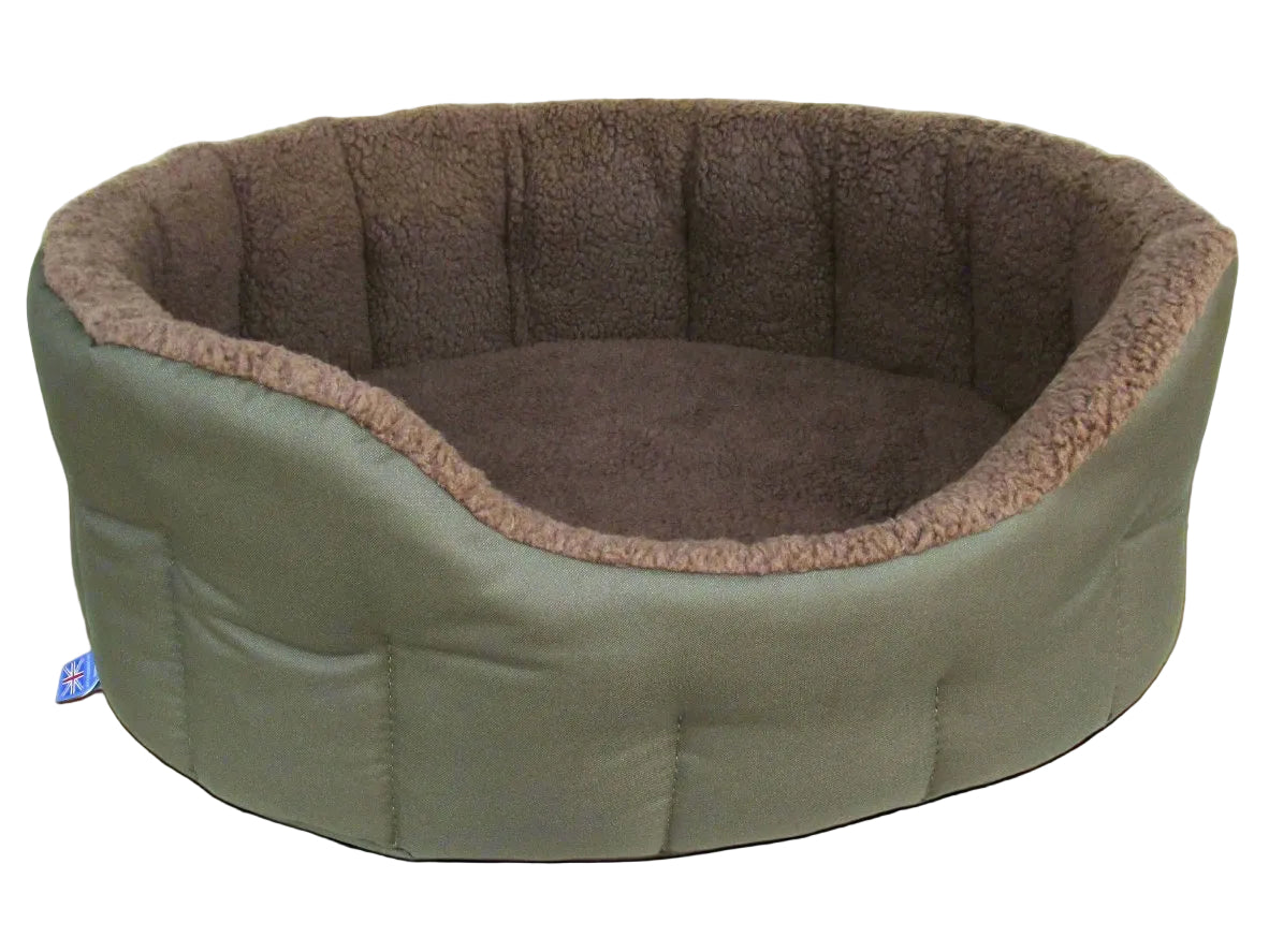 Premium Oval Bolster Style Heavy Duty Fleece Lined Machine Washable Dog Bed