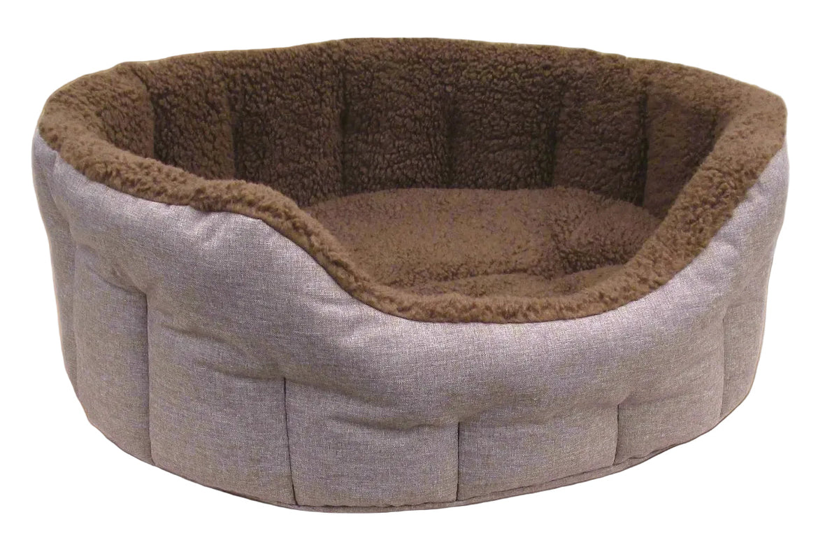 Premium Oval Bolster Style Heavy Duty Fleece Lined Machine Washable Dog Bed