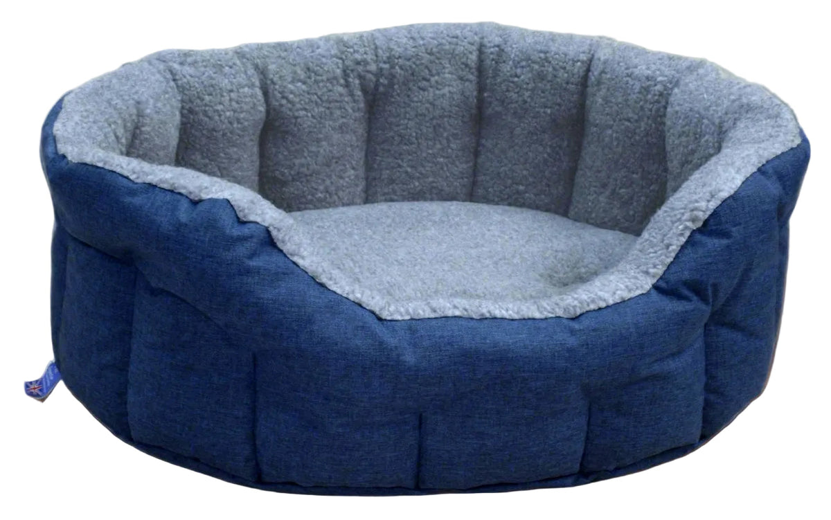 Premium Oval Bolster Style Heavy Duty Fleece Lined Machine Washable Dog Bed