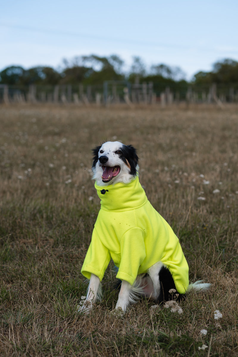 WIDE FIT Fleece Dog Jumper - High Viz Yellow
