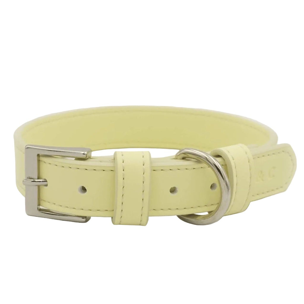 Yellow Leather Dog Collar